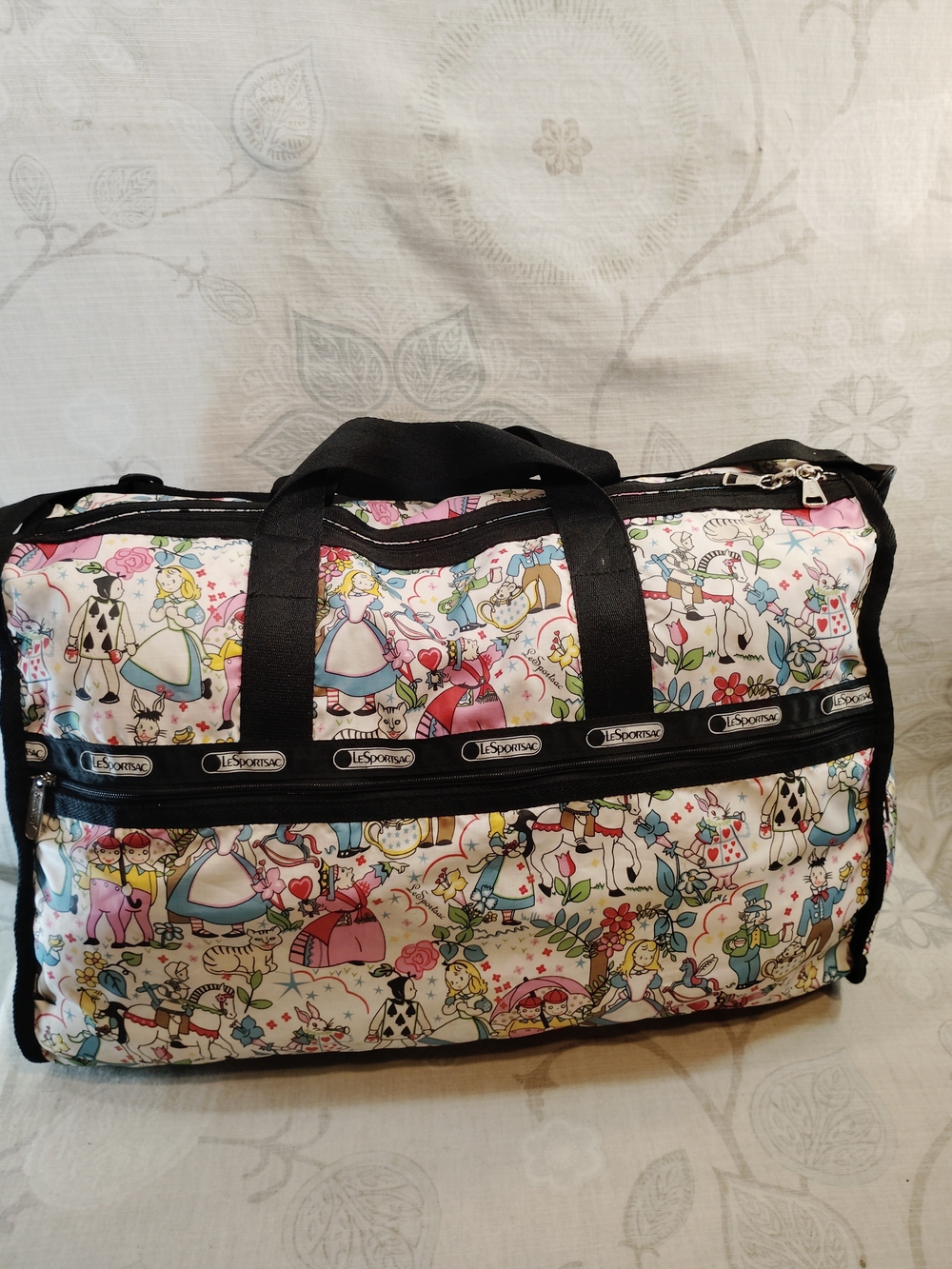 LeSportsac Alice In Wonderland Pink Patterned Travel Duffle Bag